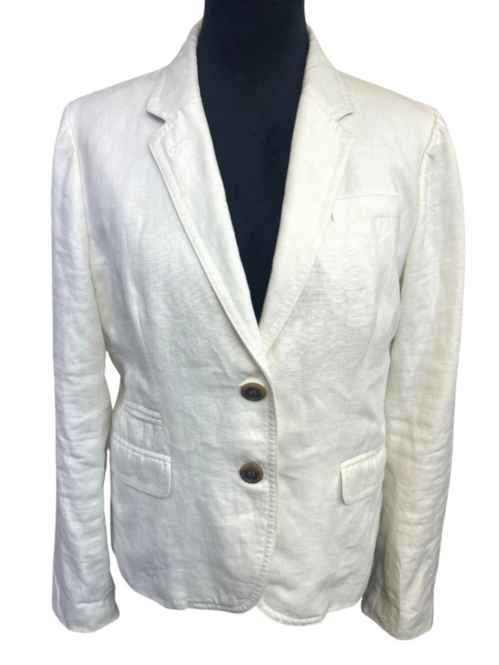 J.Crew White Linen Schoolboy Blazer Women's 10 Cropped Minimalist